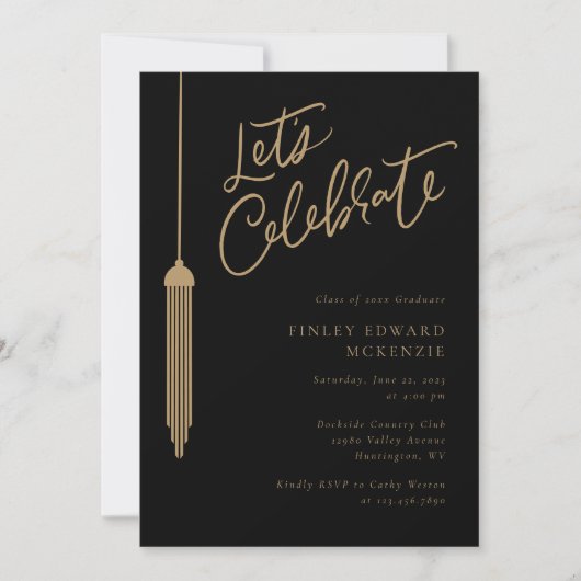 Gold Tassel Party Afstuderen Uitnodigingsfotokaart Save The Date (Voorkant)