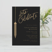 Gold Tassel Party Afstuderen Uitnodigingsfotokaart Save The Date (Staand voorkant)