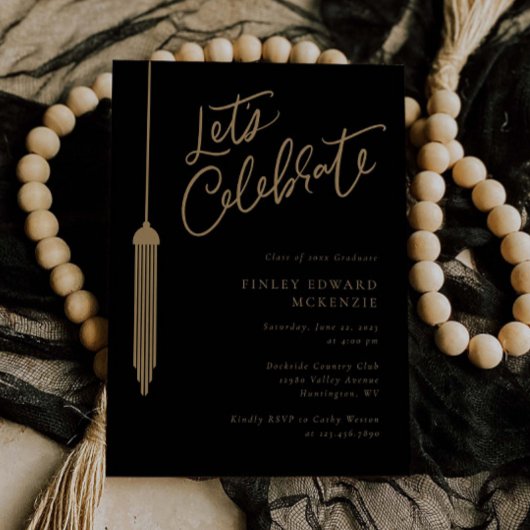 Gold Tassel Party Afstuderen Uitnodigingsfotokaart Save The Date