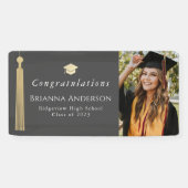 Gold Tassel & Pet Gray Graduparty foto Spandoek (Horizontaal)