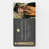 Gold Tassel & Pet Gray Graduparty foto Spandoek (Verticaal)