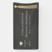 Gold Tassel & Pet Grey Graduy Party Banner (Verticaal)