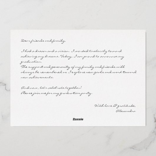 Gold Tassel Photo Script Class 2023 Afstuderen Folie Uitnodiging (Achterkant)