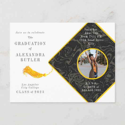 Gold Tassel Photo Script Class of 2023 Afstuderen Briefkaart (Voorkant)