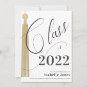 Gold Tassel White Afstuderen Invitation Kaart (Voorkant)
