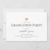 Gold Tassel White Afstuderen Invitation Kaart (Achterkant)