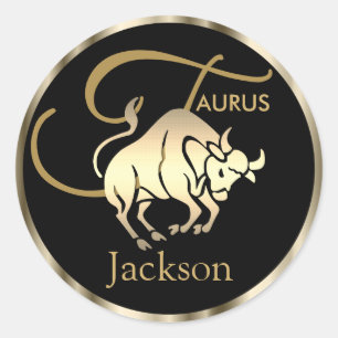 Gold - Taurus ♉ de Bull - Zodiab Sign Ronde Sticker