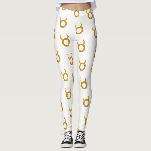 Gold Taurus Zodiac Astrology Sign Leggings (Voorkant)