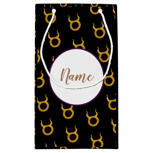 Gold Taurus Zodiac Astrology Sign Personalized Klein Cadeauzakje (Achterkant)