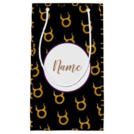 Gold Taurus Zodiac Astrology Sign Personalized Klein Cadeauzakje (Voorkant)
