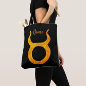 Gold Taurus Zodiac Astrology Sign Personalized Tote Bag (Dichtbij)