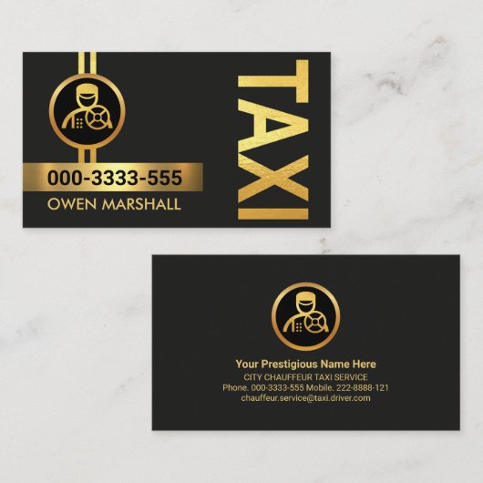 Gold Taxi Lines Cab Driver Visitekaartje (Voorkant / Achterkant)
