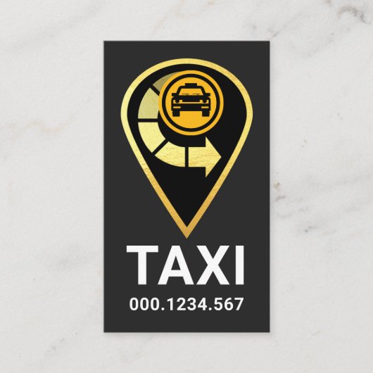 Gold Taxi Location Icon Visitekaartje (Voorkant)