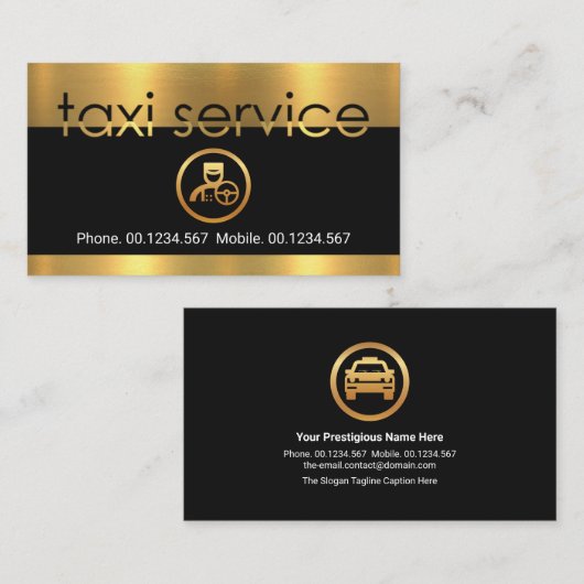 Gold Taxi Service Signation Border Private Driver Visitekaartje (Voorkant / Achterkant)