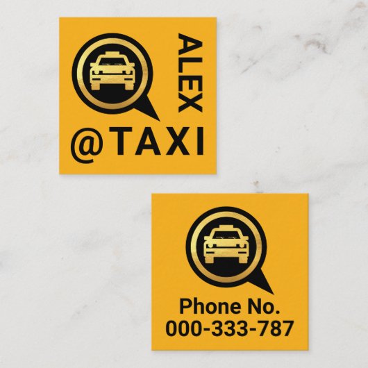 Gold Taxi Speech Box Driver Vierkante Visitekaartje (Voorkant / Achterkant)