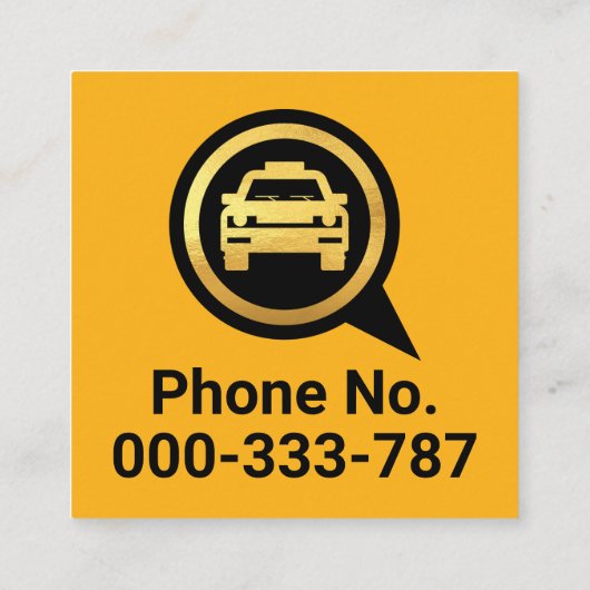 Gold Taxi Speech Box Driver Vierkante Visitekaartje (Achterkant)