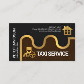 Gold Taxi Transport Route Home Destination Driver Visitekaartje (Voorkant)
