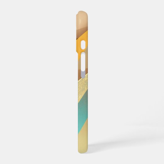 Gold Teal Abstract Art iPhone 16 Hoesje (Linkerkant)
