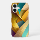 Gold Teal Abstract Art iPhone 16 Hoesje (Achterkant)
