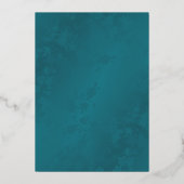 Gold Teal Floral Wedding Folie Uitnodiging (Achterkant)