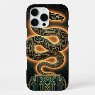 Gold Teal iPhone 16 Pro Max Case | Mystical Snake Hoesje