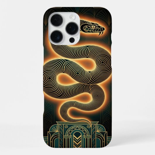 Gold Teal iPhone 16 Pro Max Case | Mystical Snake Hoesje (Achterkant)