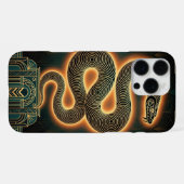 Gold Teal iPhone 16 Pro Max Case | Mystical Snake Hoesje (Achterkant horizontaal)