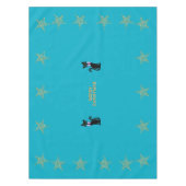 Gold Teal Merry Christmas Cats Stars pink Bows Tafelkleed (Voorkant)