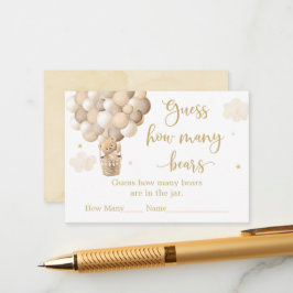 Gold Teddy Bear Balloon Baby shower Raad hoeveel Informatiekaartje