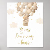 Gold Teddy Bear Balloon Baby shower Raad hoeveel Poster (Voorkant)