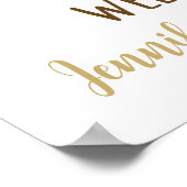 Gold Teddy Bear Balloons Baby shower Welkom Poster (Hoek)