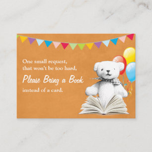 Gold Teddy Bear Book Request Baby shower Invoegen Informatiekaartje