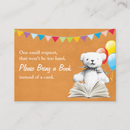 Gold Teddy Bear Book Request Baby shower Invoegen Informatiekaartje