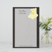 Gold Teddy Bear Stationery Briefpapier (Staand voorkant)