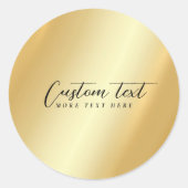 Gold Template Your Custom Text Calligraphy Script Ronde Sticker (Voorkant)