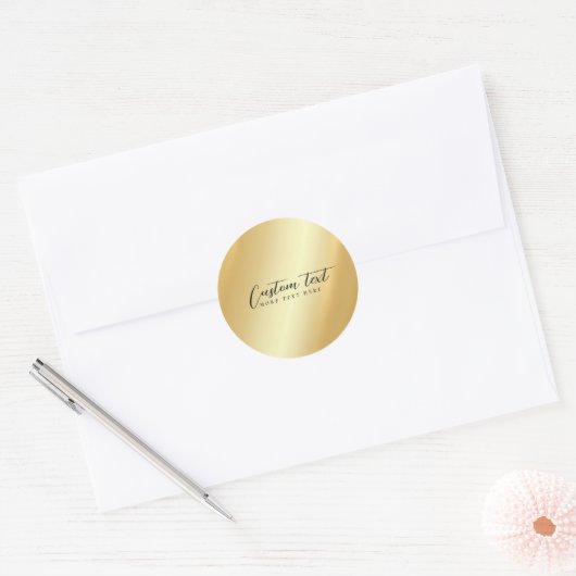 Gold Template Your Custom Text Calligraphy Script Ronde Sticker (Envelop)