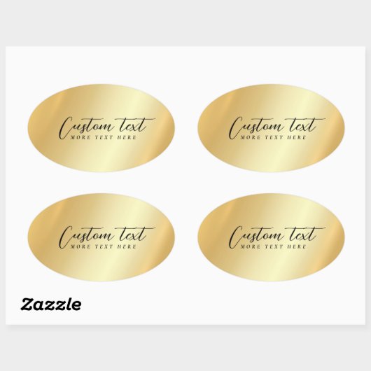 Gold Template Your Custom Text Elegant Handwritten Ovale Sticker (Vel)