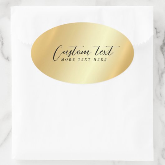 Gold Template Your Custom Text Elegant Handwritten Ovale Sticker (Tas)