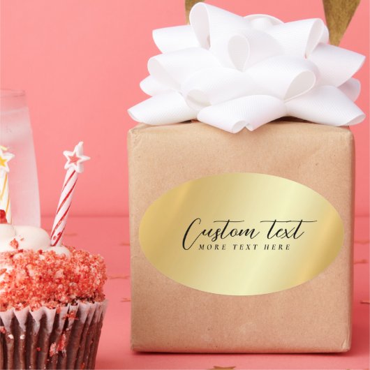 Gold Template Your Custom Text Elegant Handwritten Ovale Sticker (Feest)