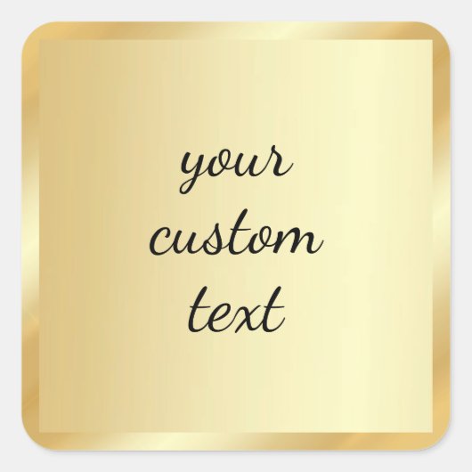 Gold Template Your Custom Text Script Calligraphy Vierkante Sticker (Voorkant)