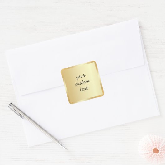 Gold Template Your Custom Text Script Calligraphy Vierkante Sticker (Envelop)