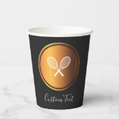 Gold Tennis Racket Elegant Sport Thema Black Papieren Bekers (Achterkant)