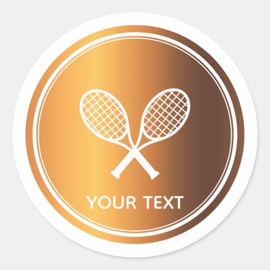 Gold Tennis-racks Sportthema Speler Aangepaste tek Ronde Sticker (Voorkant)