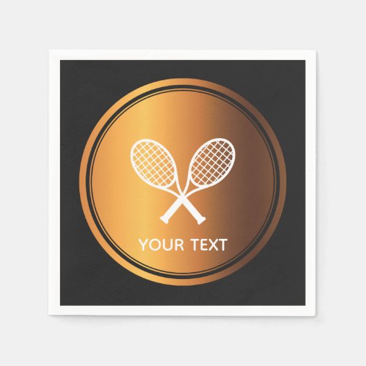 Gold Tennis-racks Sportthema Speler Aangepaste tek Servet (Voorkant)