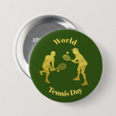 Gold Tennis-spelers Silhouettes-Button Ronde Button 7,6 Cm (Voorkant /achterkant)