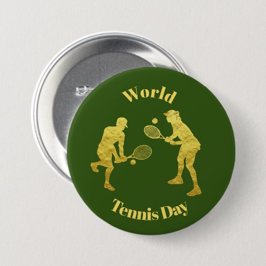 Gold Tennis-spelers Silhouettes-Button Ronde Button 7,6 Cm (Voorkant /achterkant)
