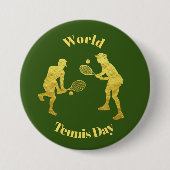 Gold Tennis-spelers Silhouettes-Button Ronde Button 7,6 Cm (Voorkant)