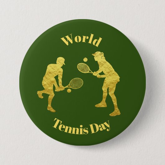 Gold Tennis-spelers Silhouettes-Button Ronde Button 7,6 Cm (Voorkant)