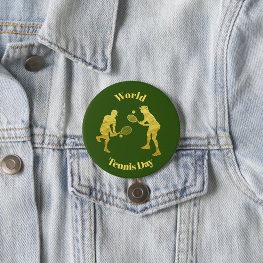 Gold Tennis-spelers Silhouettes-Button Ronde Button 7,6 Cm (In situ)