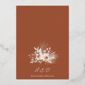 Gold Terracotta Floral Boho Wedding Folie Uitnodiging (Achterkant)